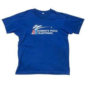 Screen Stars Domino's Pizza Team Tennis Vintage‎ Graphic Tee Blue Men's XL